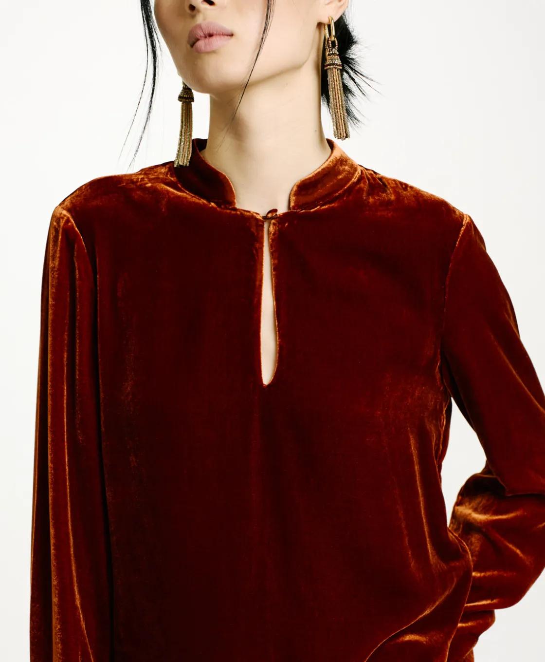 Momoni Chemises Et Blouses*BLOUSE AISU EN VELOURS MÉLANGE DE SOIE LISSE - Rouille