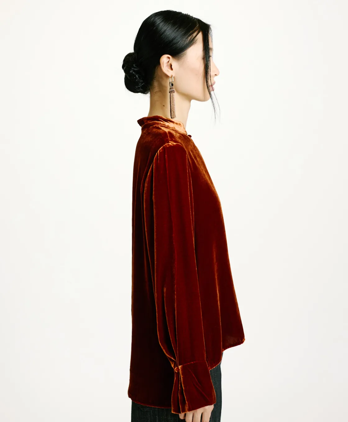 Momoni Chemises Et Blouses*BLOUSE AISU EN VELOURS MÉLANGE DE SOIE LISSE - Rouille