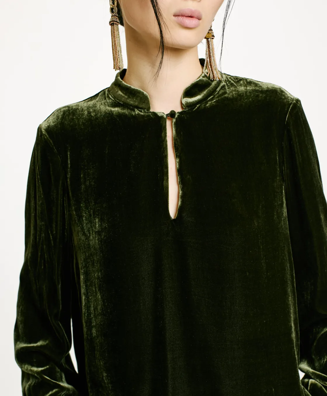 Momoni Chemises Et Blouses*BLOUSE AISU EN VELOURS MÉLANGE DE SOIE LISSE - VERT MATCHA VertMatcha