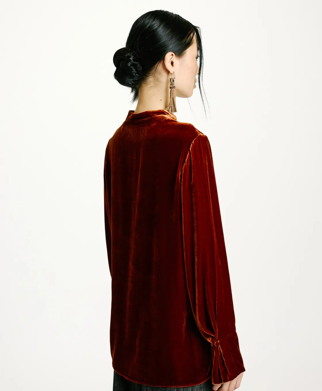 Momoni Chemises Et Blouses*BLOUSE AISU EN VELOURS MÉLANGE DE SOIE LISSE - Rouille