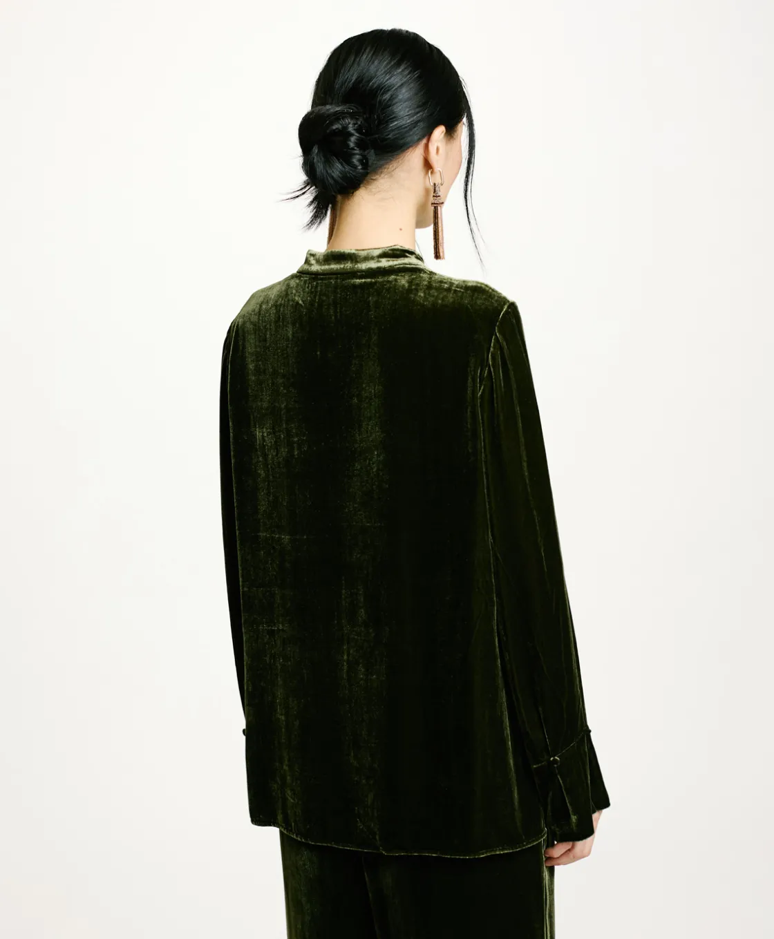 Momoni Chemises Et Blouses*BLOUSE AISU EN VELOURS MÉLANGE DE SOIE LISSE - VERT MATCHA VertMatcha