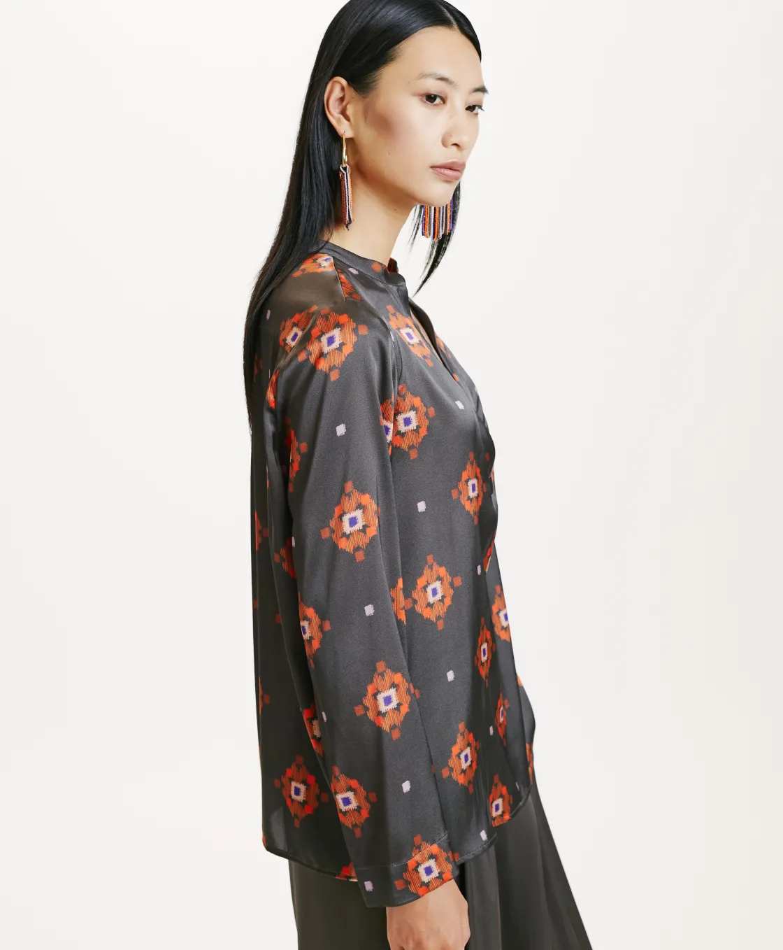 Momoni Chemises Et Blouses*BLOUSE ATLANTA EN SATIN STRETCH IMPRIMÉ - Boue/Lilas