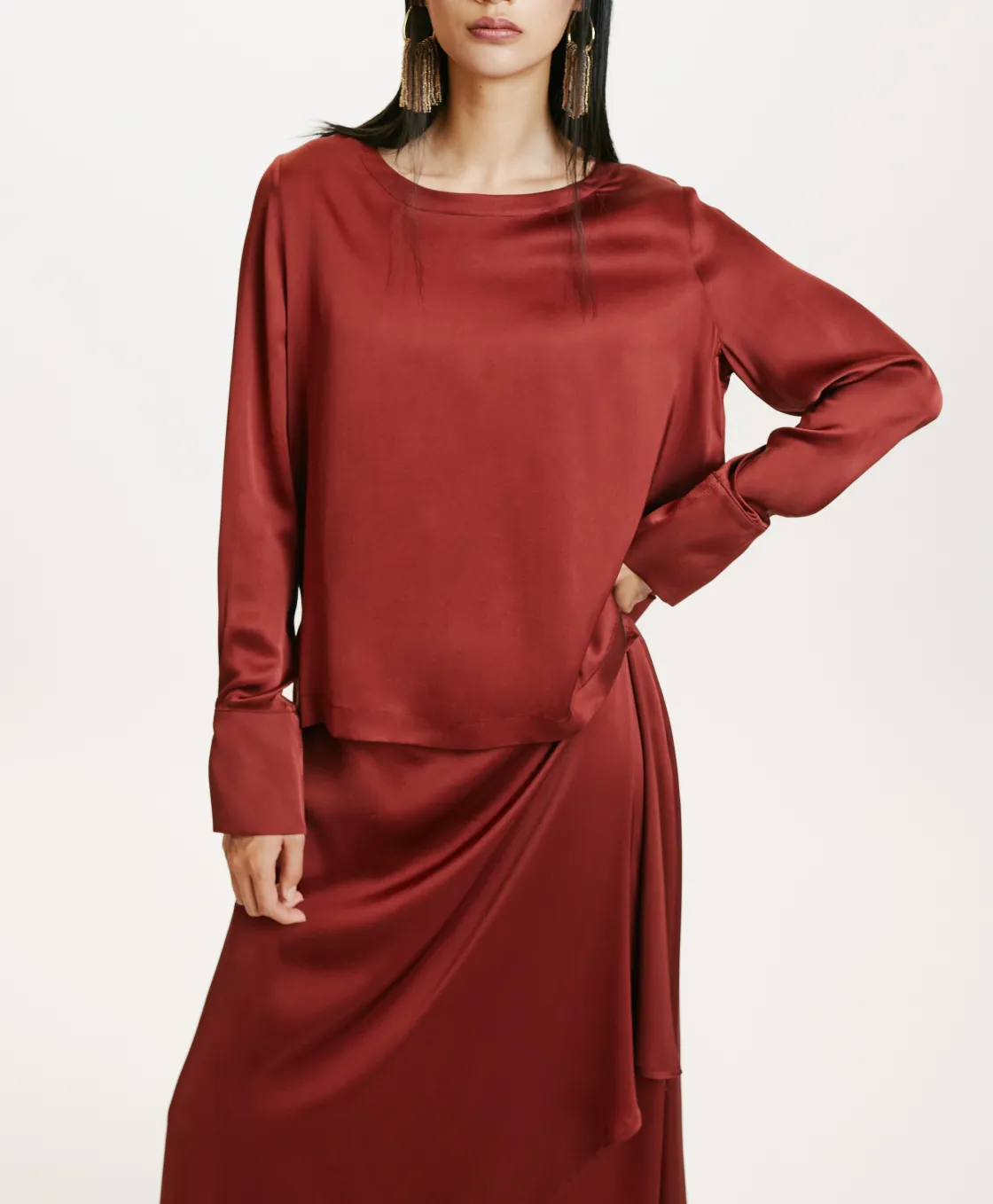 Momoni Chemises Et Blouses*BLOUSE KENTA EN SOIE LAVÉE - MOÛT DE RAISIN MoûtdeRaisin