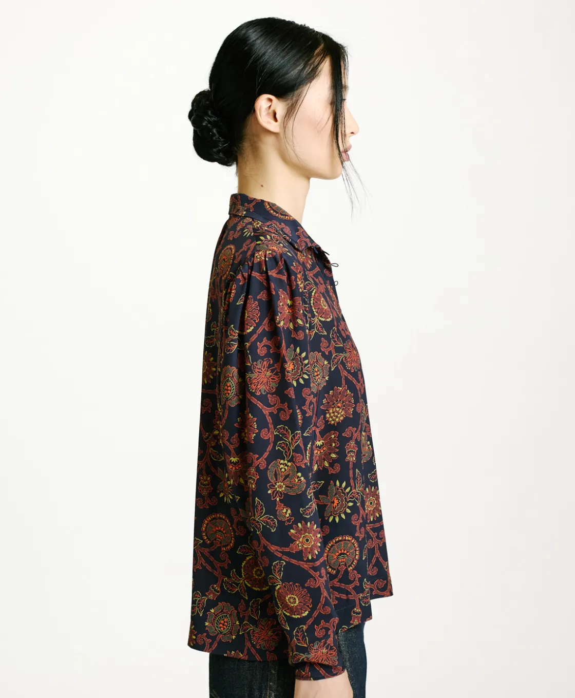 Momoni Chemises Et Blouses*BLOUSE NAGISO EN CRÊPE DE CHINE IMPRIMÉ - Bleu/Orange