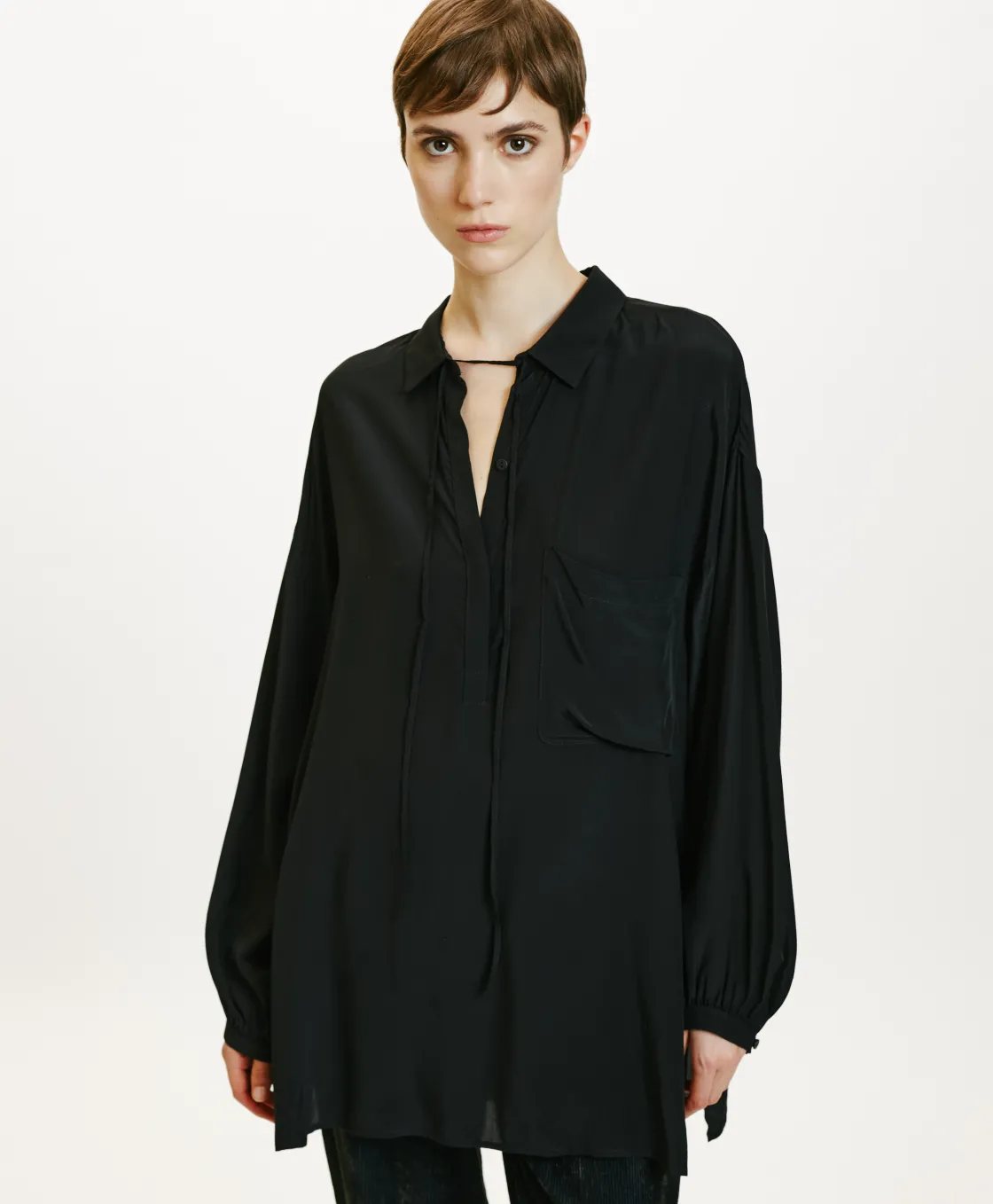 Momoni Chemises Et Blouses*BLOUSE OGATA EN RAYONNE LÉGÈRE UNIE - Noir
