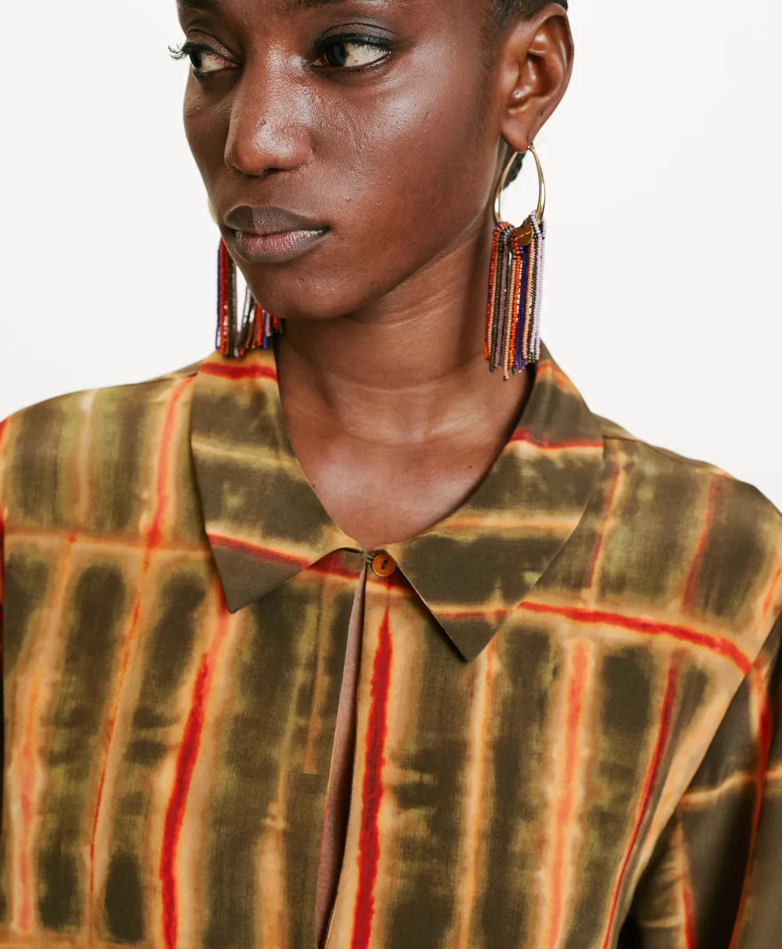 Momoni Chemises Et Blouses*BLOUSE SACHI EN CRÊPE DE CHINE IMPRIMÉ - Kaki/Orange