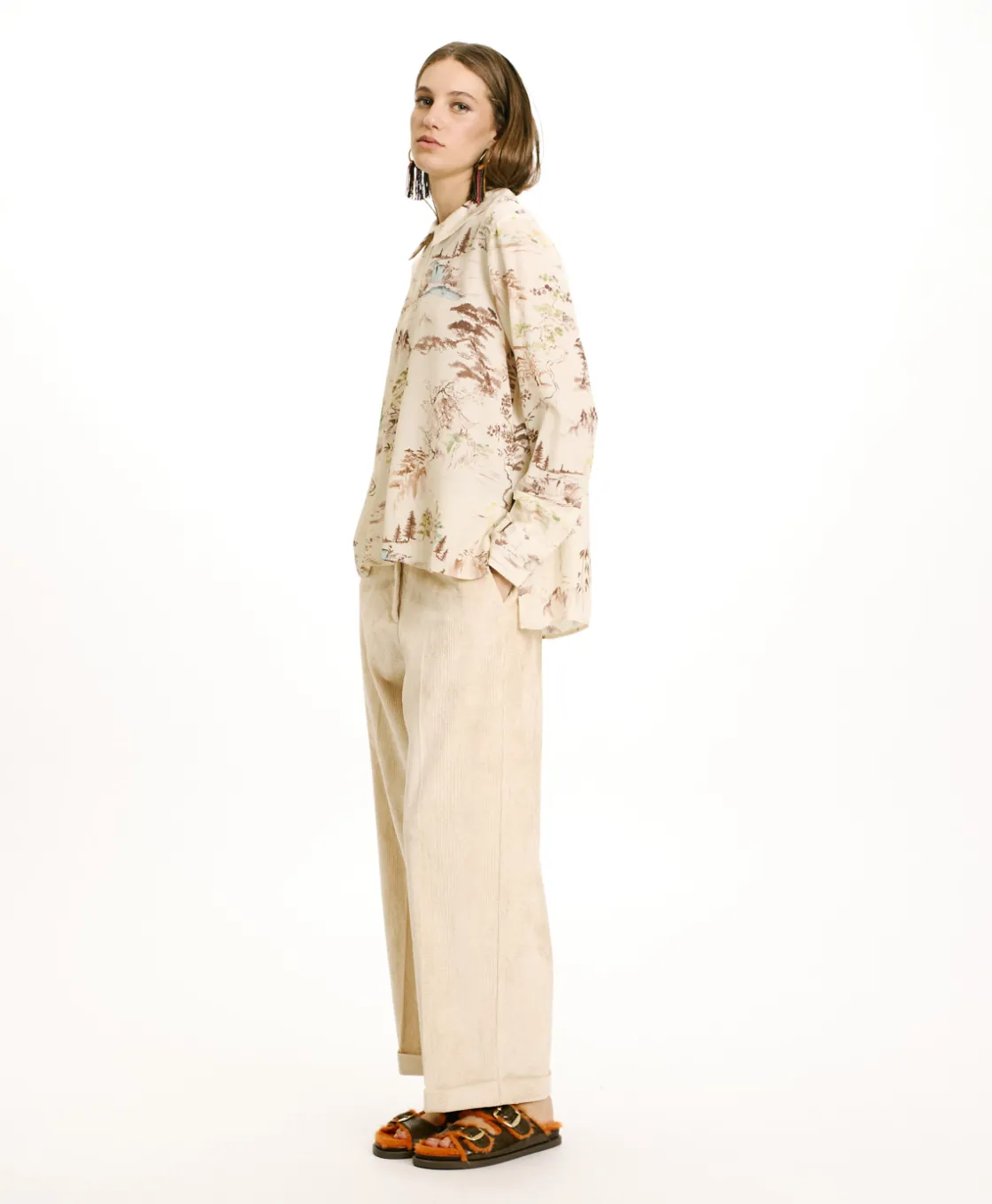 Momoni Chemises Et Blouses*BLOUSE SACHI EN CRÊPE DE CHINE IMPRIMÉ - CRÈME/TABAC Crème/Tabac