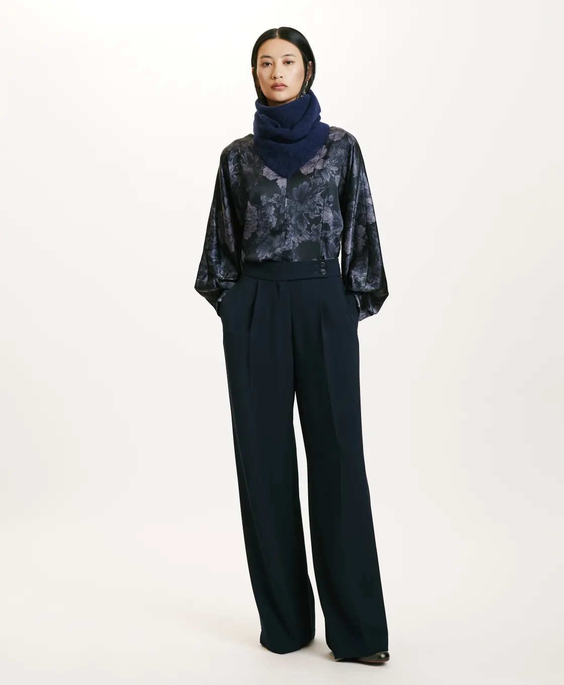 Momoni Chemises Et Blouses*BLOUSE SAGI EN SATIN STRETCH IMPRIMÉ - BLEU/BLEU NUIT Bleu/BleuNuit