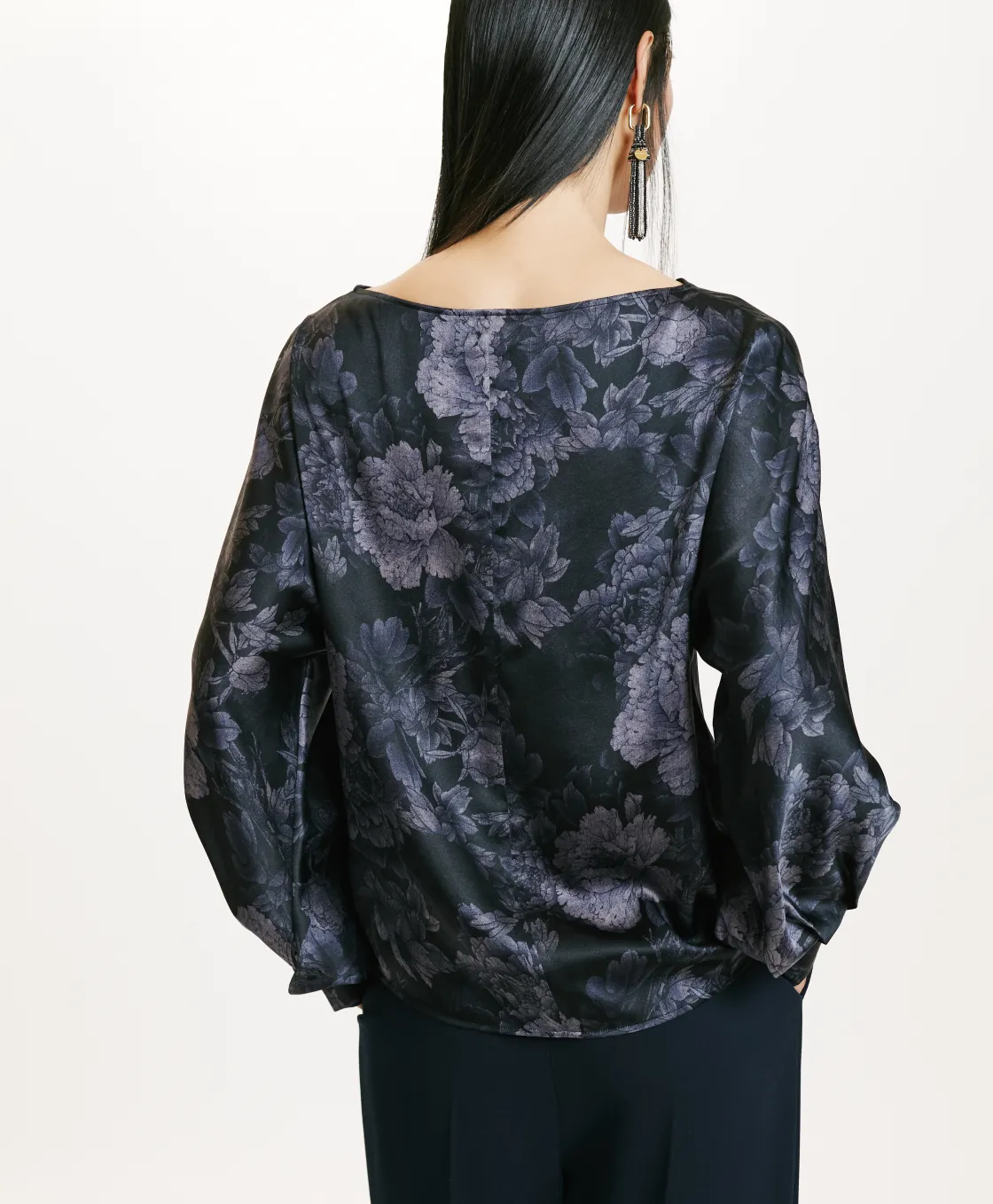 Momoni Chemises Et Blouses*BLOUSE SAGI EN SATIN STRETCH IMPRIMÉ - BLEU/BLEU NUIT Bleu/BleuNuit