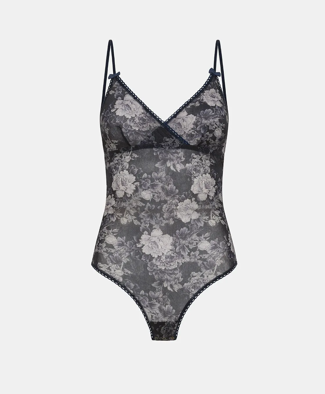 Momoni Bodys Et Nuisettes*BODY TORE EN NYLON IMPRIMÉ - BLEU/BLEU NUIT Bleu/BleuNuit