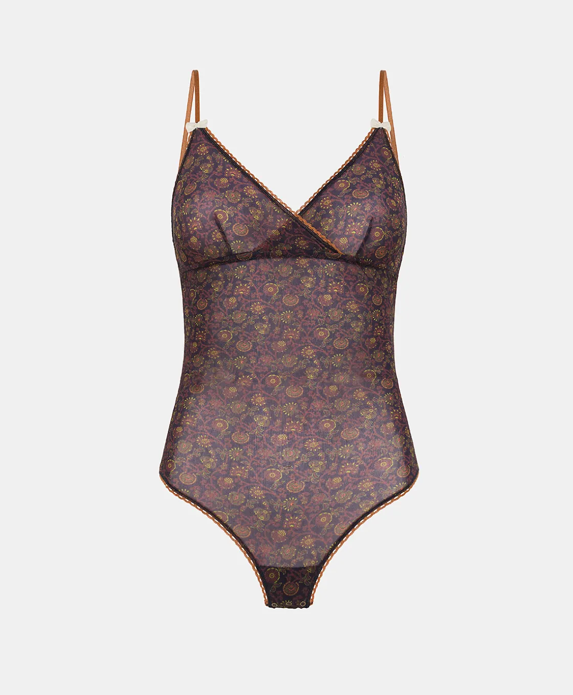 Momoni Bodys Et Nuisettes*BODY TORE EN NYLON IMPRIMÉ - Bleu/Orange