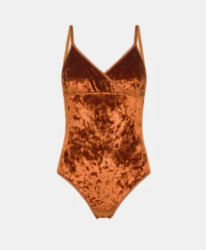 Momoni Bodys Et Nuisettes*BODY TORE EN VELOURS STRETCH - Rouille