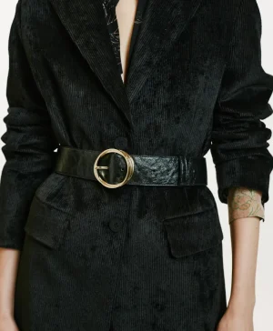 Momoni Ceintures*CEINTURE DANSHI EN ÉCO-CUIR LAMINÉ - Noir