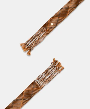 Momoni Ceintures*CEINTURE KUNIE EN LUREX TRESSÉ - Orange/Brun