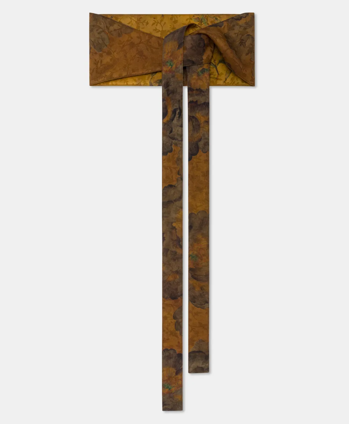 Momoni Ceintures*CEINTURE OBI EN VISCOSE JACQUARD IMPRIMÉE - Tabac/Olive