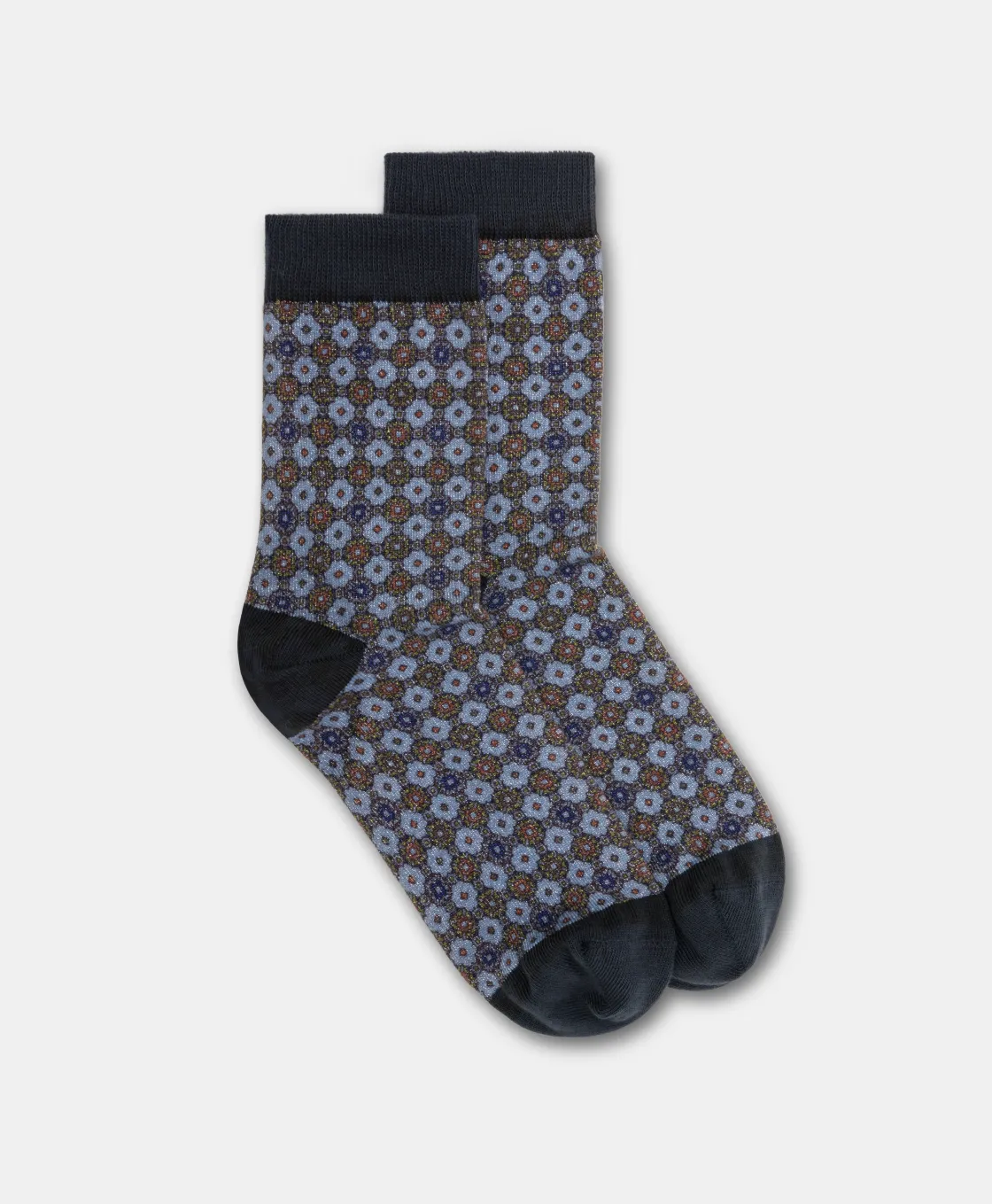 Momoni Chaussettes*CHAUSSETTES NANAMI EN CHAUSSETTE IMPRIMÉE - BLEU CLAIR/CARAMEL BleuClair/Caramel