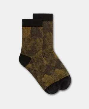 Momoni Chaussettes*CHAUSSETTES NANAMI EN CHAUSSETTE IMPRIMÉE - Noir/Olive