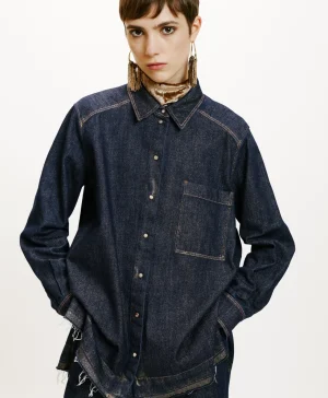 Momoni Chemises Et Blouses*CHEMISE AURA EN DENIM LAMINÉ - Bleu/Or