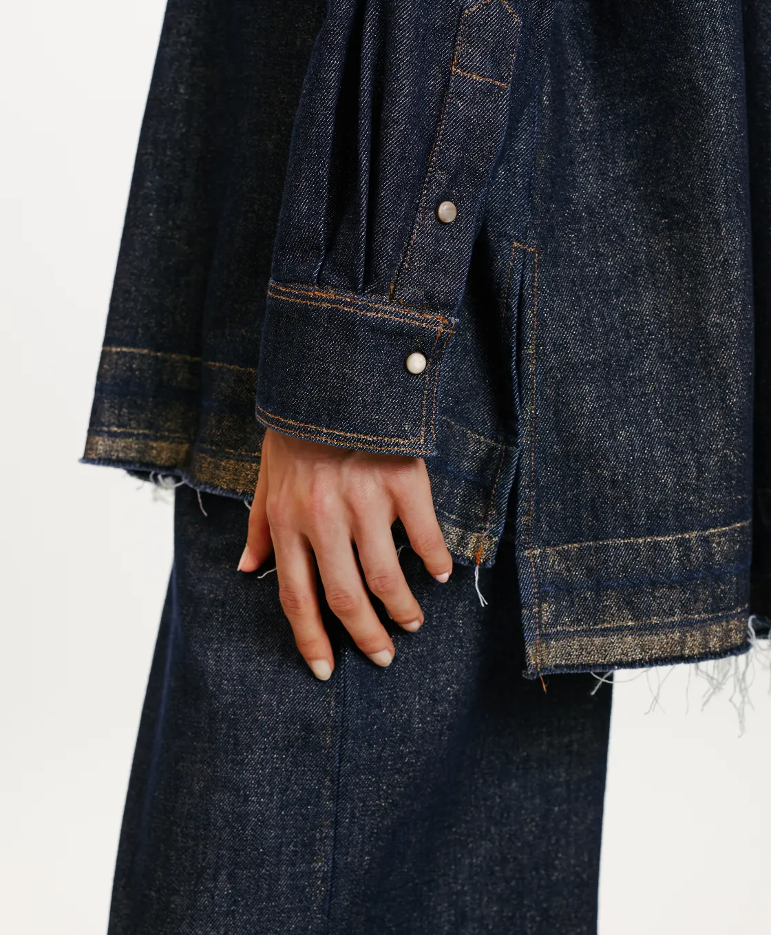 Momoni Chemises Et Blouses*CHEMISE AURA EN DENIM LAMINÉ - Bleu/Or