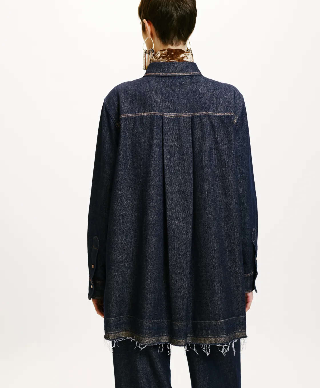 Momoni Chemises Et Blouses*CHEMISE AURA EN DENIM LAMINÉ - Bleu/Or