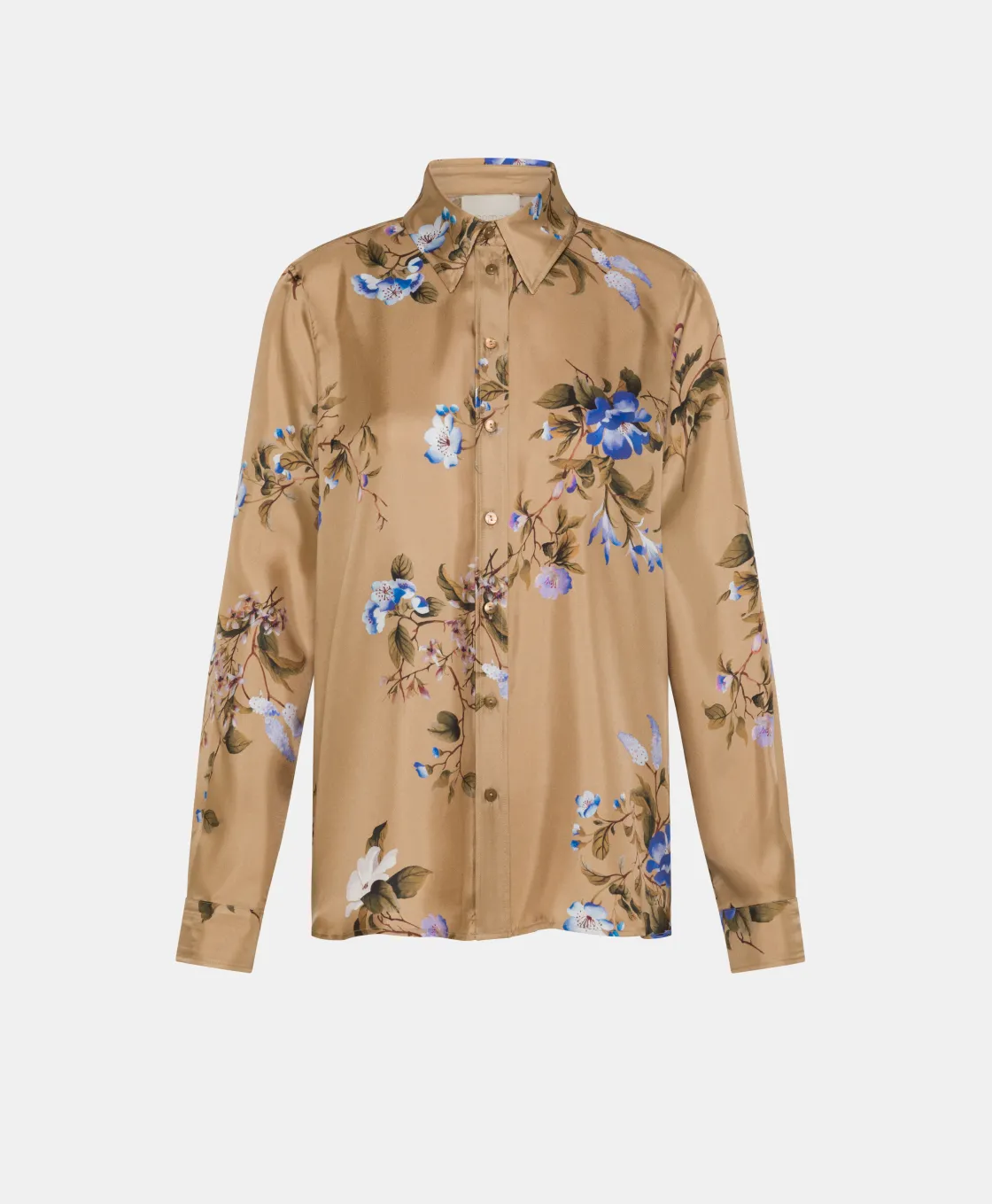 Momoni Chemises Et Blouses*CHEMISIER ARLES EN SERGÉ DE SOIE IMPRIMÉ - Tabac/Bluette