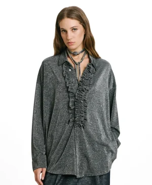 Momoni Chemises Et Blouses*CHEMISIER BILANCIA EN JERSEY LUREX - GRIS FONCÉ GrisFoncé