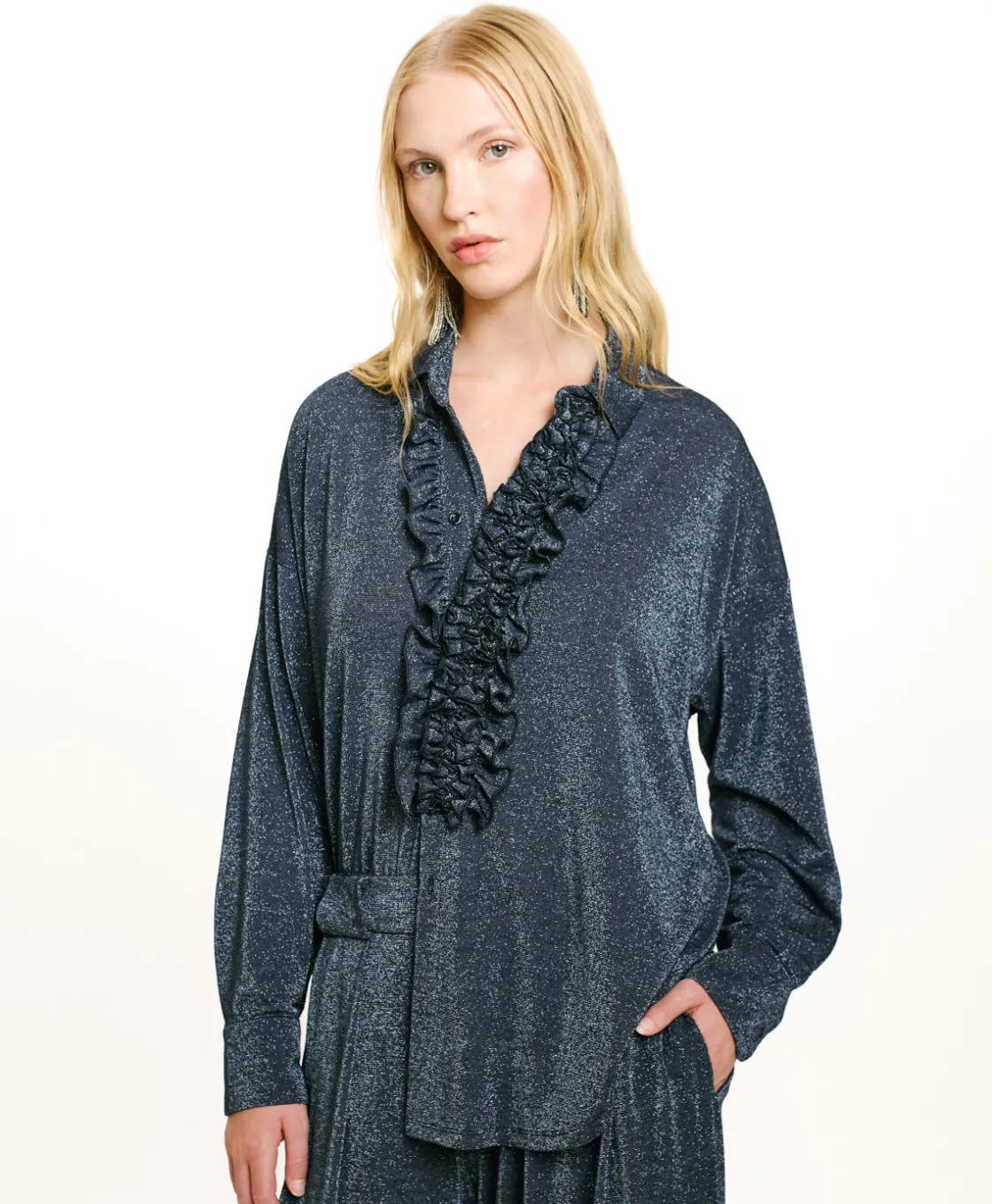 Momoni Chemises Et Blouses*CHEMISIER BILANCIA EN JERSEY LUREX - Denim