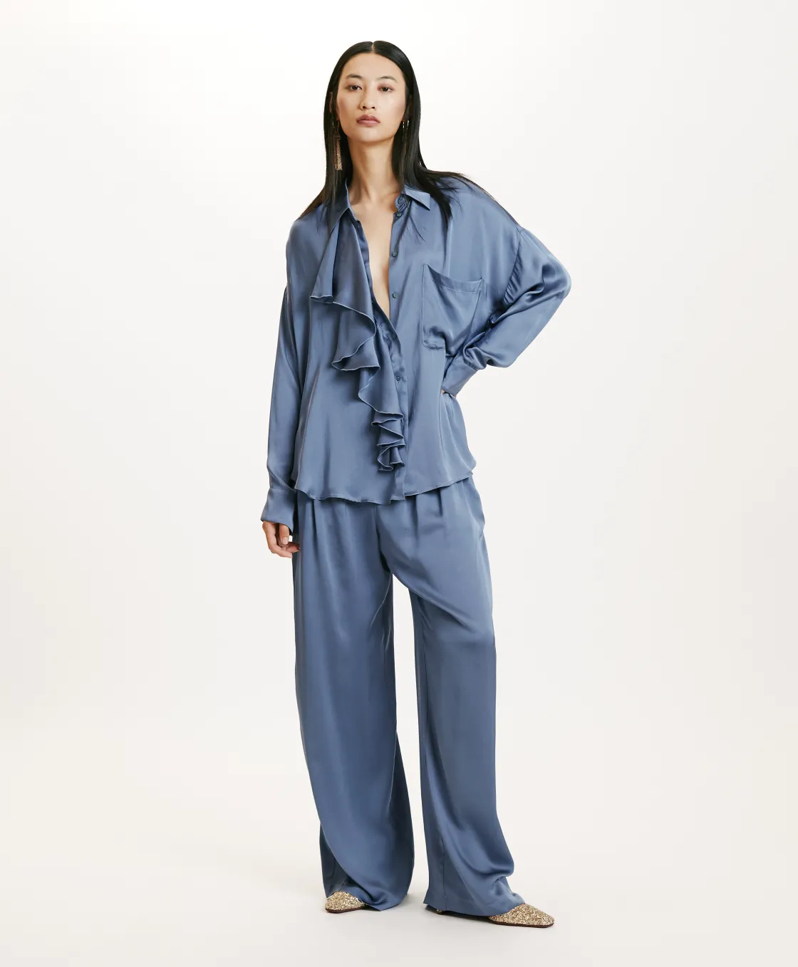 Momoni Chemises Et Blouses*CHEMISIER FUJITA EN SOIE LAVÉE - PAPIER SUCRE PapierSucre