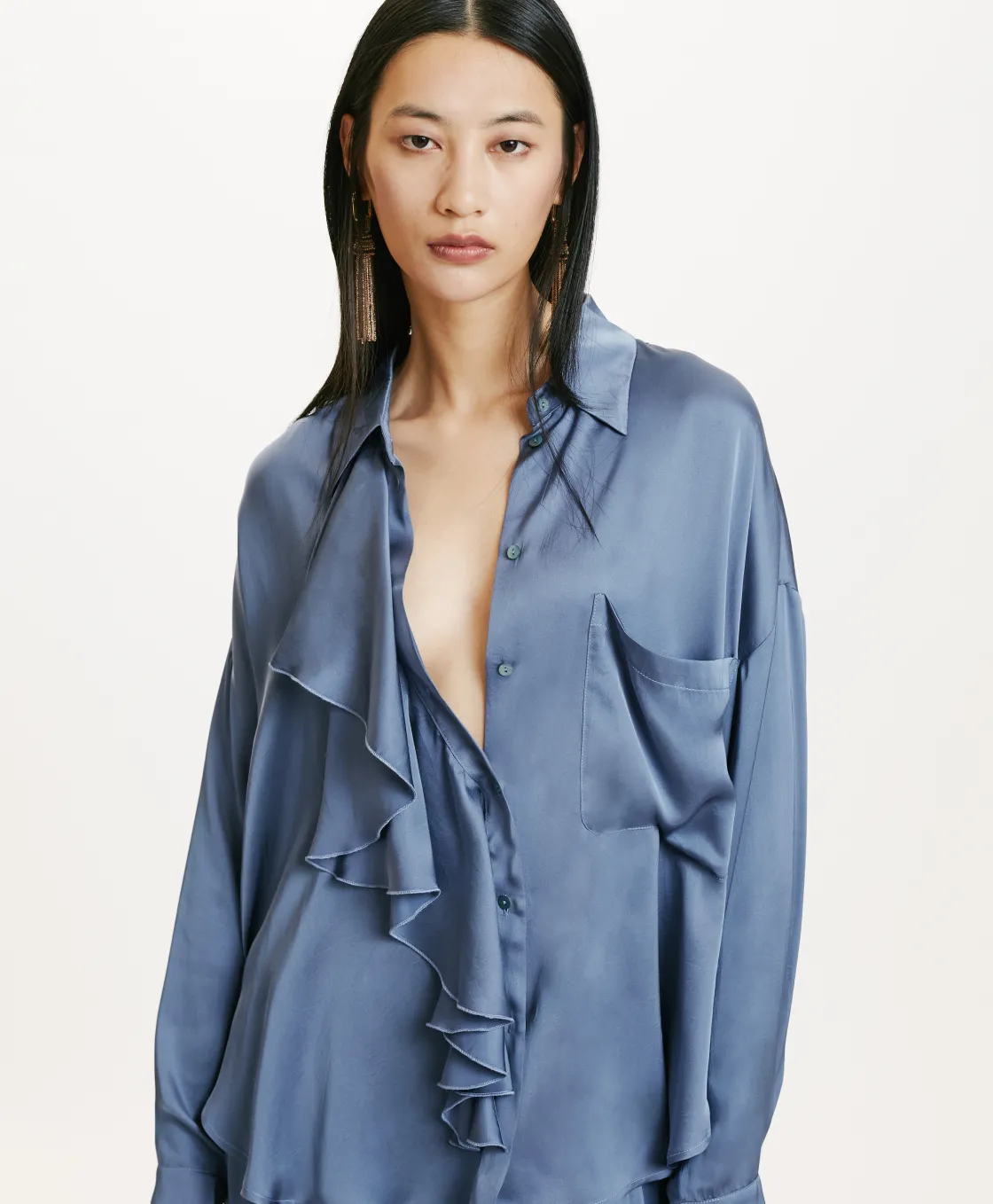 Momoni Chemises Et Blouses*CHEMISIER FUJITA EN SOIE LAVÉE - PAPIER SUCRE PapierSucre