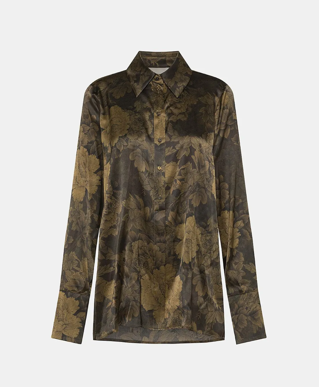 Momoni Chemises Et Blouses*CHEMISIER HAKINARI EN SATIN STRETCH IMPRIMÉ - Noir/Olive