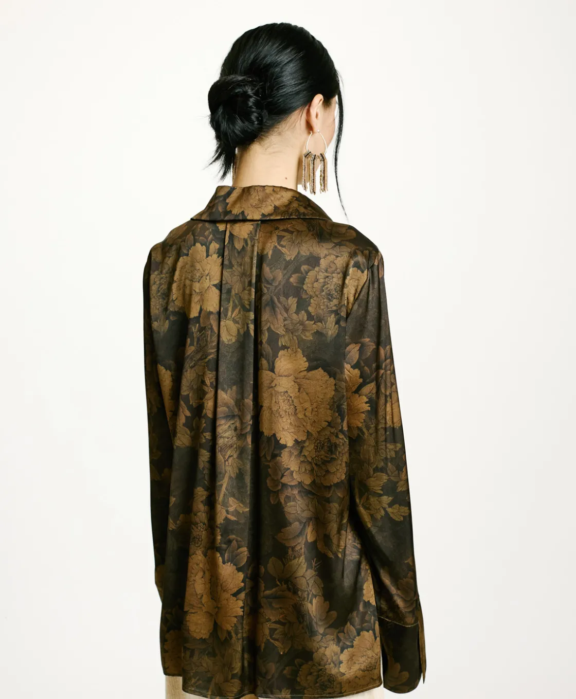 Momoni Chemises Et Blouses*CHEMISIER HAKINARI EN SATIN STRETCH IMPRIMÉ - Noir/Olive