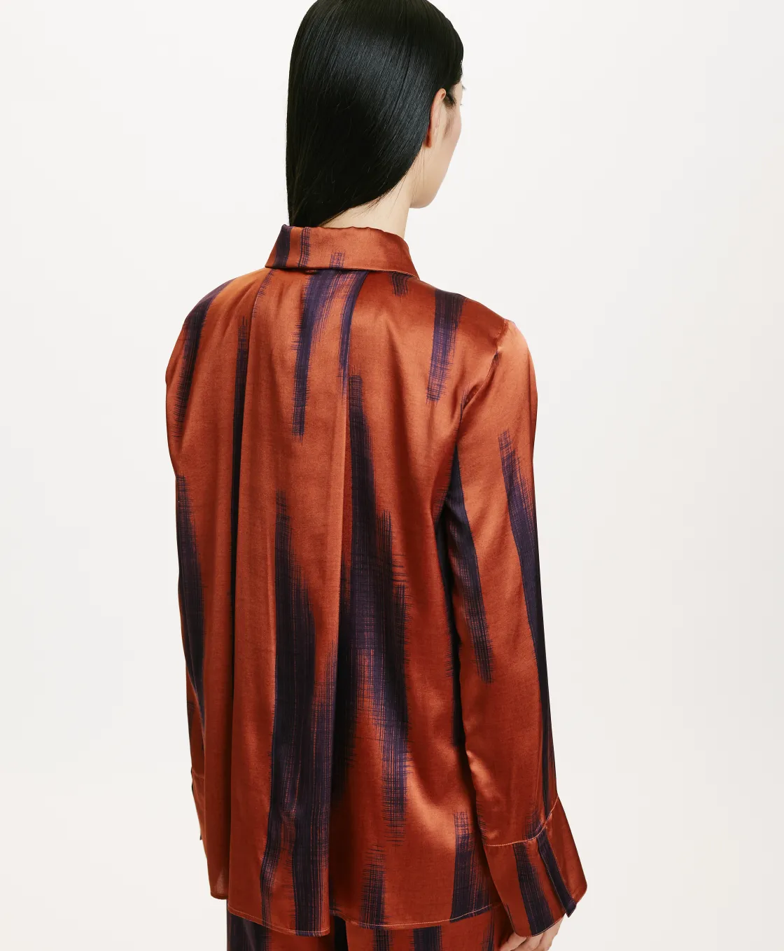 Momoni Chemises Et Blouses*CHEMISIER HAKINARI EN SATIN STRETCH IMPRIMÉ - Rouille/Encre