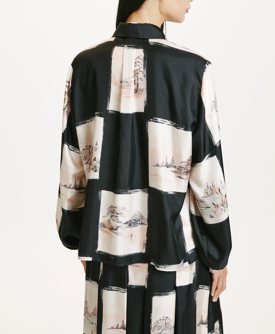 Momoni Chemises Et Blouses*CHEMISIER ICHIGO EN SERGÉ DE SOIE IMPRIMÉ - MULTICOLORE NOIR MulticoloreNoir