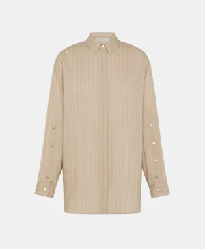 Momoni Chemises Et Blouses*CHEMISIER IWAKI EN POPELINE FAÇONNÉE - Sable/Cacao