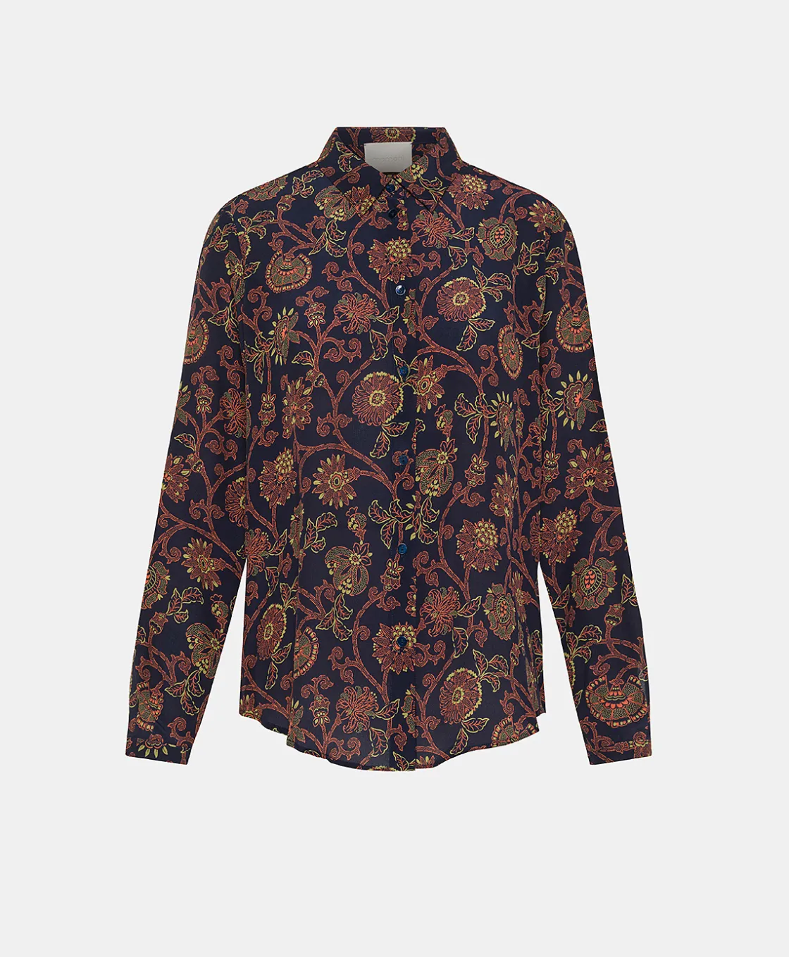 Momoni Chemises Et Blouses*CHEMISIER MEUDON EN CRÊPE DE CHINE IMPRIMÉ - Bleu/Orange