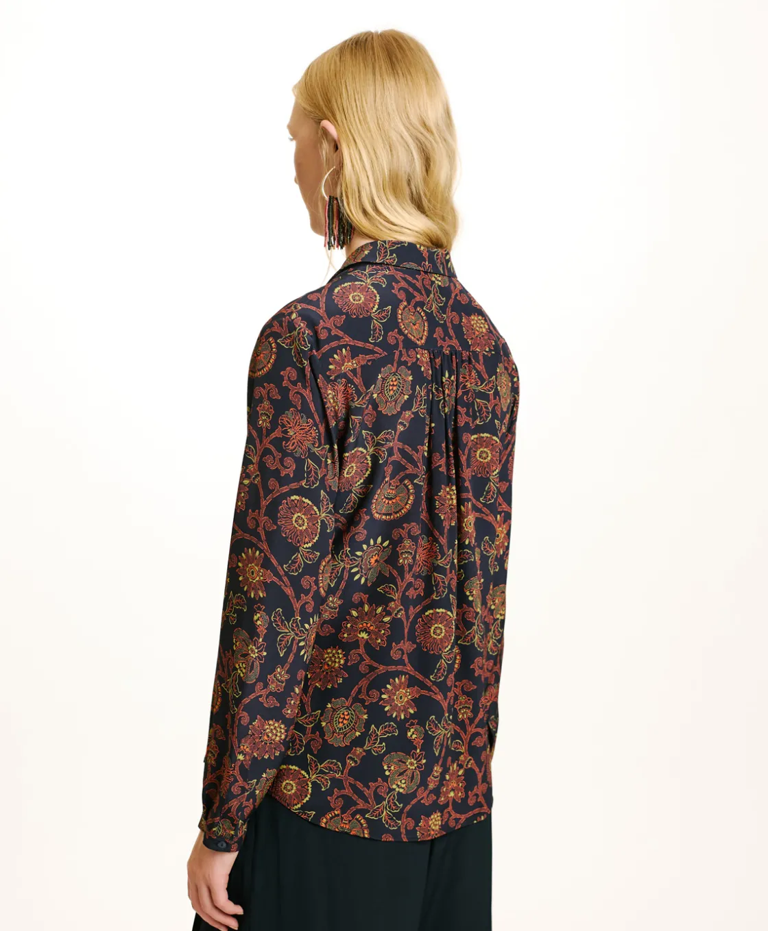 Momoni Chemises Et Blouses*CHEMISIER MEUDON EN CRÊPE DE CHINE IMPRIMÉ - Bleu/Orange