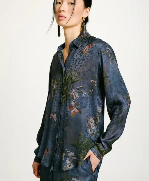 Momoni Chemises Et Blouses*CHEMISIER MEUDON EN VISCOSE JACQUARD IMPRIMÉE - MULTICOLORE GRIS POUSSIÉREUX MulticoloreGrisPoussiéreux