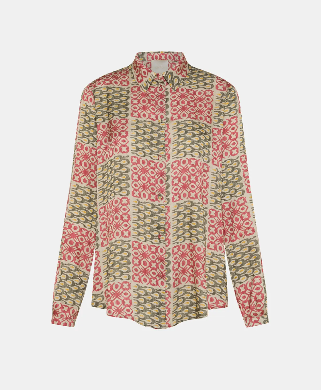 Momoni Chemises Et Blouses*CHEMISIER MEUDON EN VISCOSE JACQUARD IMPRIMÉE - Militaire/Corail