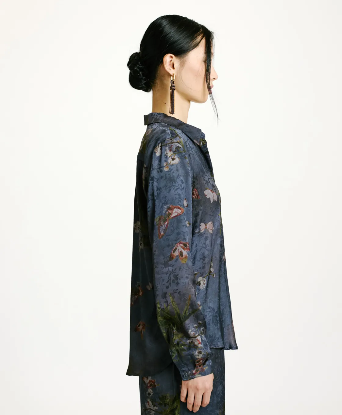 Momoni Chemises Et Blouses*CHEMISIER MEUDON EN VISCOSE JACQUARD IMPRIMÉE - MULTICOLORE GRIS POUSSIÉREUX MulticoloreGrisPoussiéreux