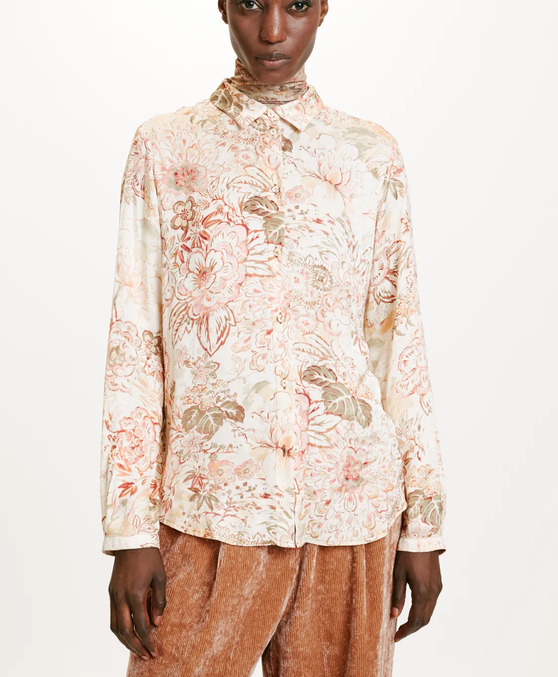 Momoni Chemises Et Blouses*CHEMISIER MEUDON EN VISCOSE JACQUARD IMPRIMÉE - MULTICOLORE ROSE MulticoloreRose