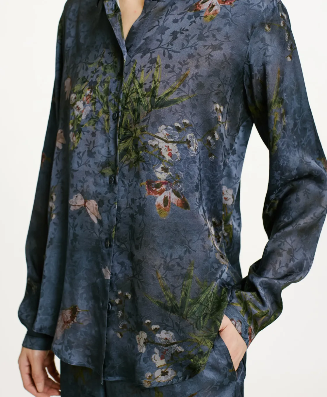 Momoni Chemises Et Blouses*CHEMISIER MEUDON EN VISCOSE JACQUARD IMPRIMÉE - MULTICOLORE GRIS POUSSIÉREUX MulticoloreGrisPoussiéreux