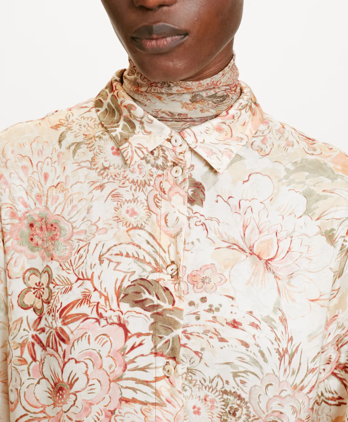 Momoni Chemises Et Blouses*CHEMISIER MEUDON EN VISCOSE JACQUARD IMPRIMÉE - MULTICOLORE ROSE MulticoloreRose