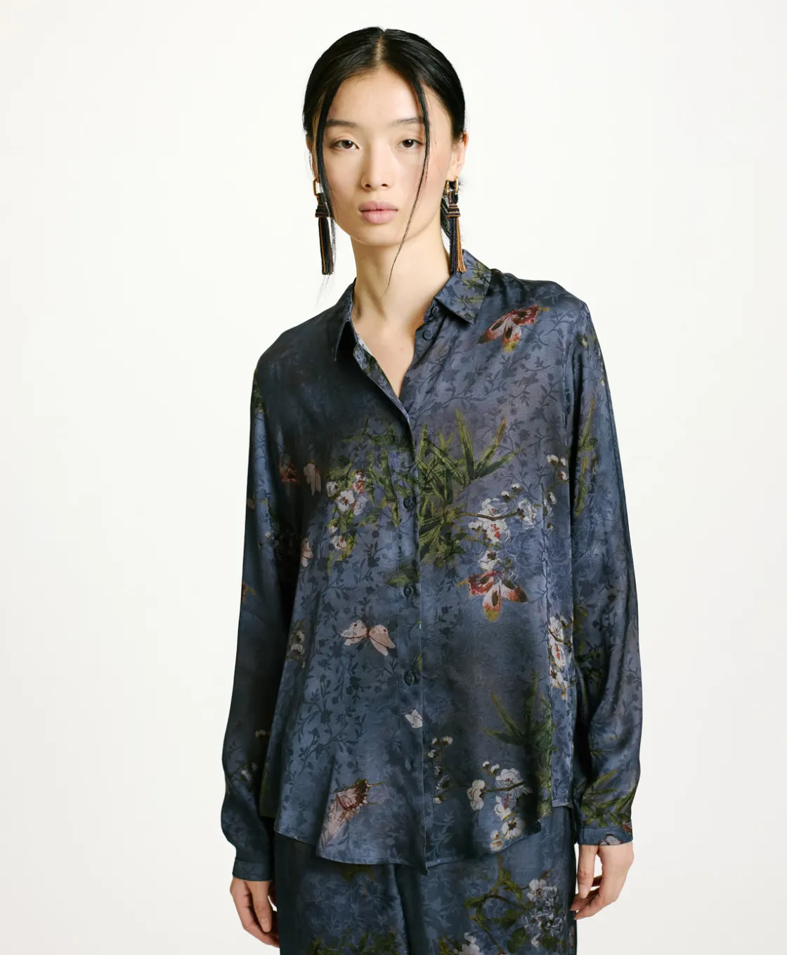 Momoni Chemises Et Blouses*CHEMISIER MEUDON EN VISCOSE JACQUARD IMPRIMÉE - MULTICOLORE GRIS POUSSIÉREUX MulticoloreGrisPoussiéreux