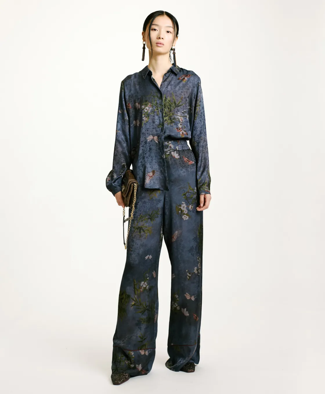 Momoni Chemises Et Blouses*CHEMISIER MEUDON EN VISCOSE JACQUARD IMPRIMÉE - MULTICOLORE GRIS POUSSIÉREUX MulticoloreGrisPoussiéreux