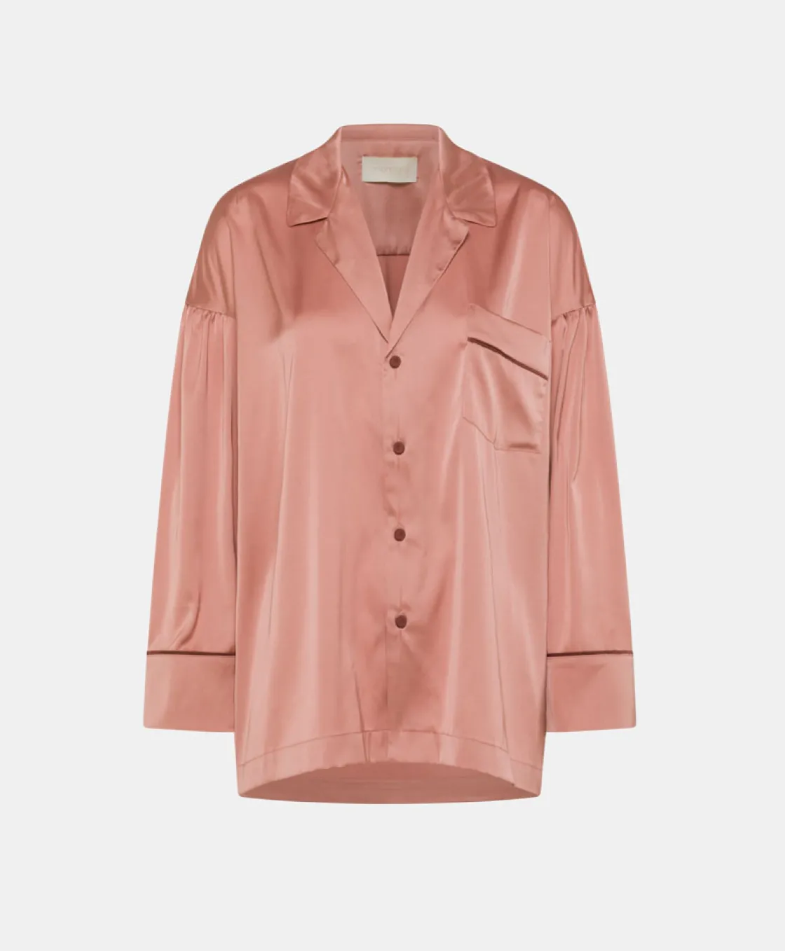 Momoni Chemises Et Blouses*CHEMISIER NAIME EN SATIN BICOLORE - ROSE ANTIQUE/BORDEAUX RoseAntique/Bordeaux