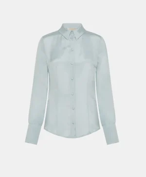 Momoni Chemises Et Blouses*CHEMISIER ORIGA EN MÉLANGE DE SOIE CRÊPE - VERT D'EAU Vertd'Eau