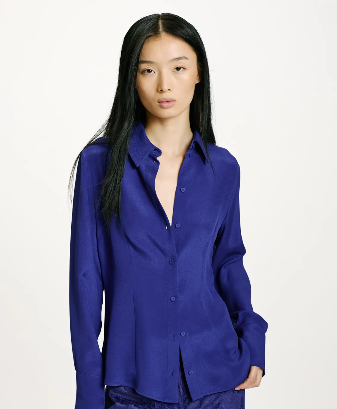 Momoni Chemises Et Blouses*CHEMISIER ORIGA EN MÉLANGE DE SOIE CRÊPE - Bleu