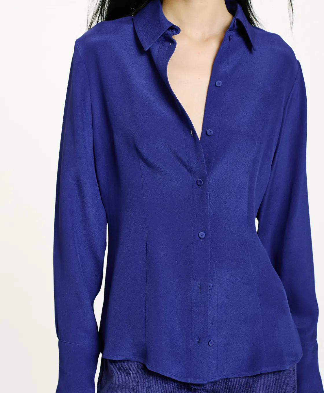 Momoni Chemises Et Blouses*CHEMISIER ORIGA EN MÉLANGE DE SOIE CRÊPE - Bleu