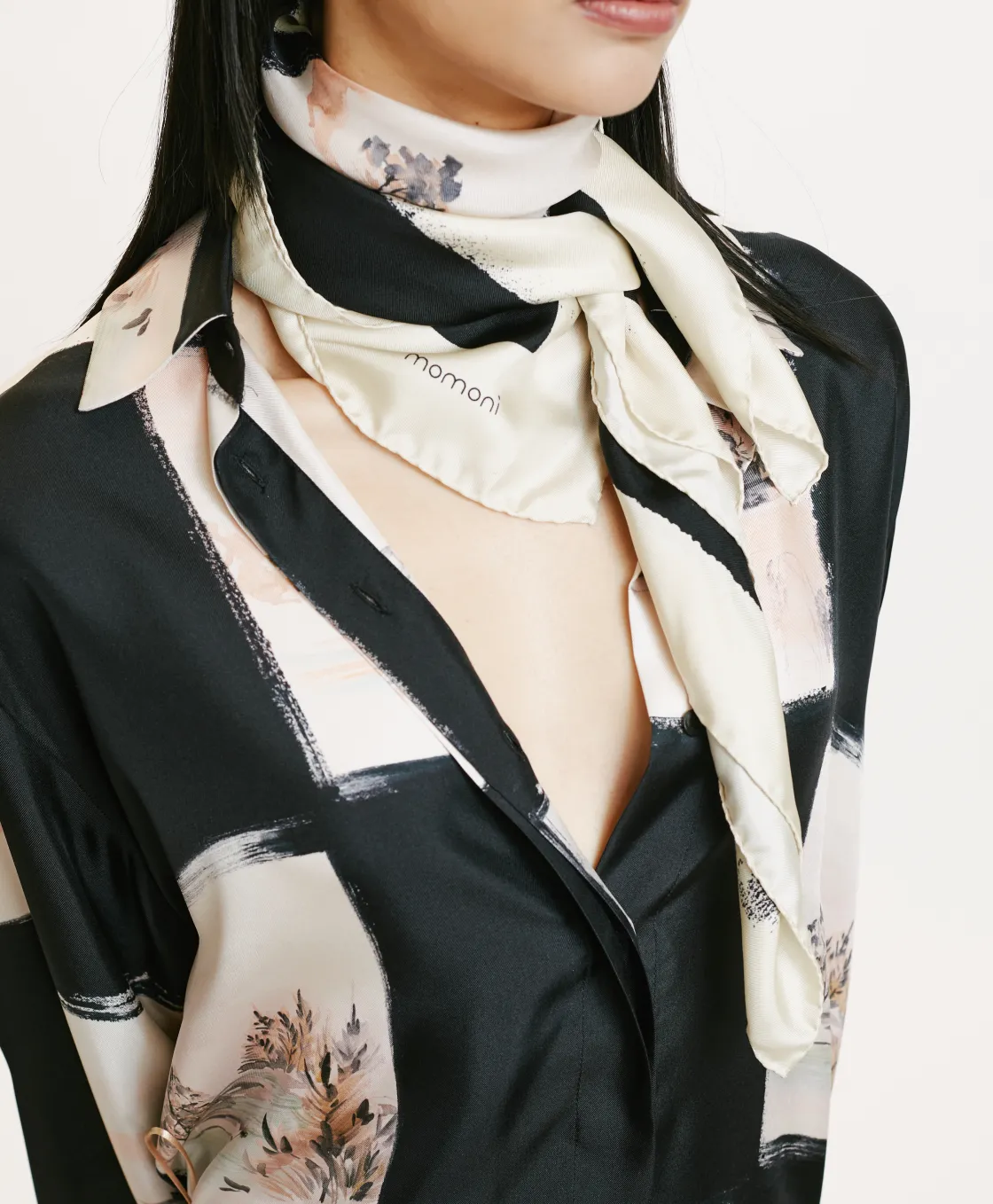 Momoni Costumes*FOULARD NIPPONIA EN SOIE - MULTICOLORE NOIR MulticoloreNoir