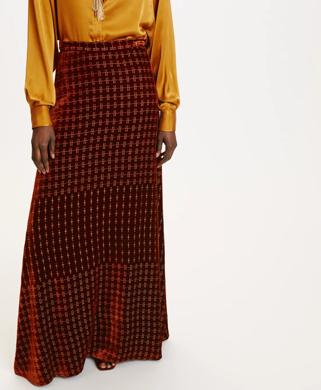 Momoni Jupes Et Shorts*JUPE DORESU EN VELOURS MÉLANGE DE SOIE MATELASSÉ - Rouille